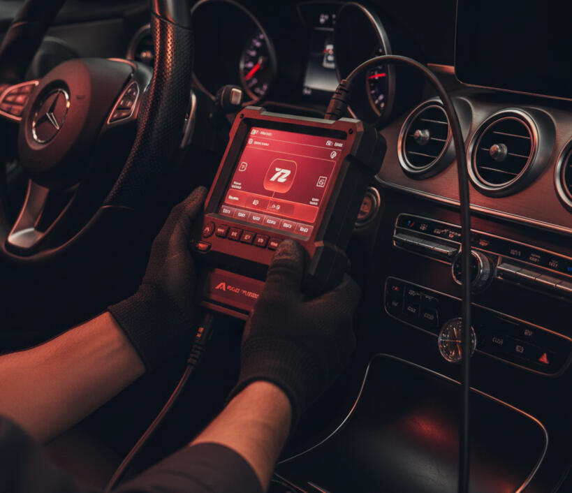 Technician performing diagnostics on vehicle at Wilhelm’s Auto Stellenbosch